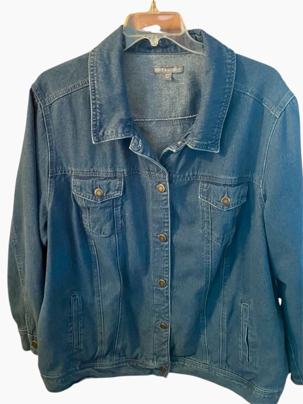 Women’s Jessica London Indigo Denim Jean Jacket Plus 30W, 5X